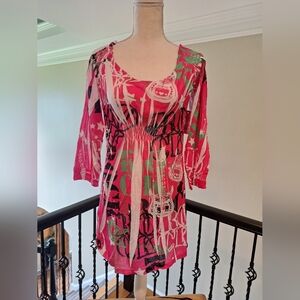 NWT Women's Vintage Rock Studded Guitar Style Short Dress Large.